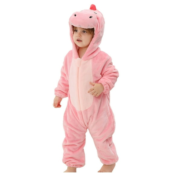 Toddler Winter Jumpsuit Zip up Long Sleeve Solid Color Hooded Jumpsuit Winter Flannel Clothes Pink 18 Months