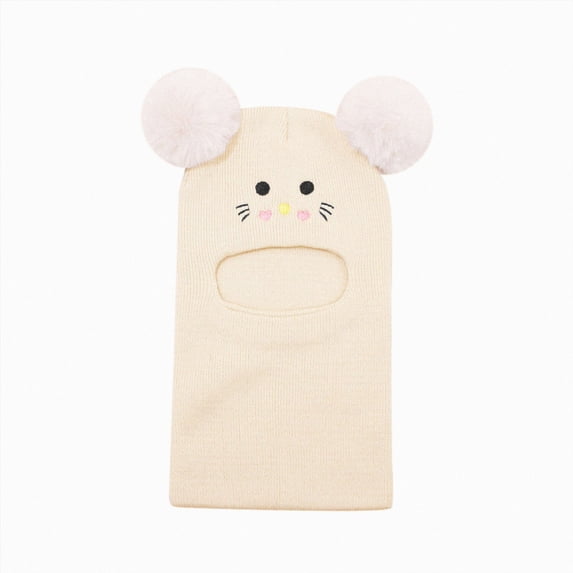 Toddler Winter Knit Balaclava with Cute Animal Face, Warm Hood for Boys and Girls