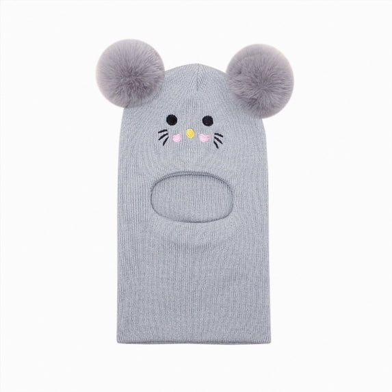 Toddler Winter Knit Balaclava with Cute Animal Face, Warm Hood for Boys and Girls