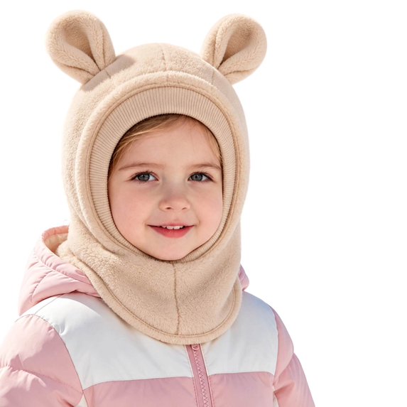 Toddler Winter Knit Hat with Scarf Lined Cute Bear Ear Hooded Cap for Baby Boys Girls Cold Weather Outdoor