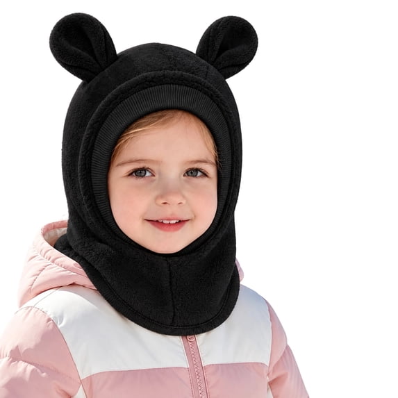 Toddler Winter Knit Hat with Scarf Lined Cute Bear Ear Hooded Cap for Baby Boys Girls Cold Weather Outdoor