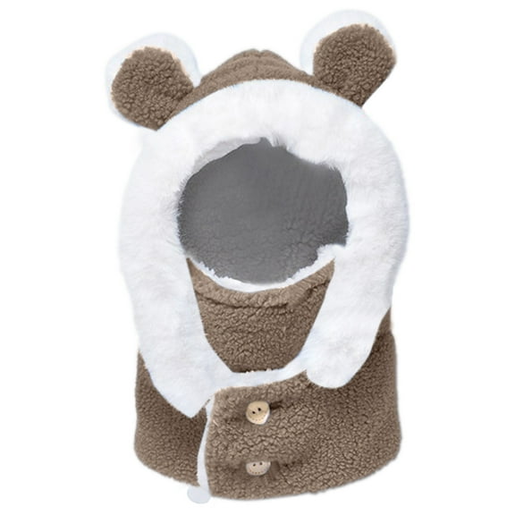 Toddler Winter Knitted Hat Earflap Hood Scarves Caps Warm Lined Hat Scarf Set for Kids Baby Girls