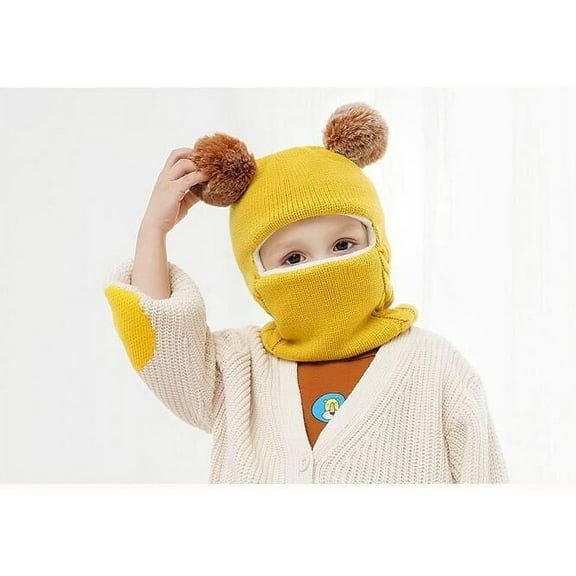 Toddler Winter Knitted Hat Earflap Hood Scarves Caps Cute Baby Lined Hat Scarf Set for Baby Girls