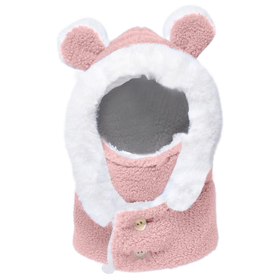 Toddler Winter Knitted Hat Earflap Hood Scarves Warm and Windproof Hat Thick Scarf for Kids Baby Girls