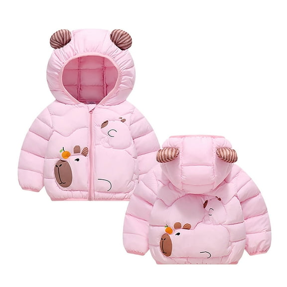 Toddler Winter Lightweight Puffer Jacket for Boys Girls Waterproof Windproof Quilted Winter Hood Coat with Animal Prints
