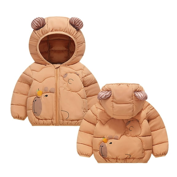 Toddler Winter Lightweight Puffer Jacket for Boys Girls Waterproof Windproof Quilted Winter Hood Coat with Animal Prints