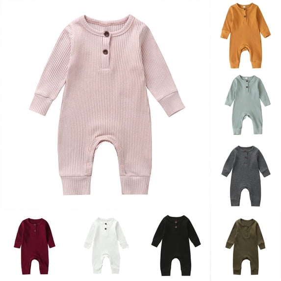 Toddler Winter Long Sleeve Boys Girls Ribbed Solid Jumpsuit Outwear for Babys Clothes