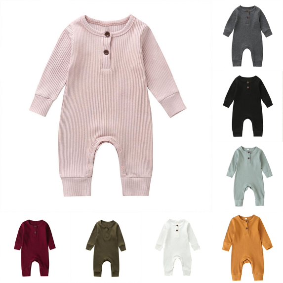Toddler Winter Long Sleeve Ribbed Solid Jumpsuit Outwear for Baby Girls Bodysuits Clothes