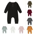 thumbnail image 1 of Toddler Winter Long Sleeve Ribbed Solid Jumpsuit Outwear for Baby Girls Bodysuits Clothes, 1 of 4