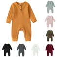 thumbnail image 1 of Toddler Winter Long Sleeve Ribbed Solid Jumpsuit Outwear for Baby Girls Bodysuits Clothes, 1 of 4