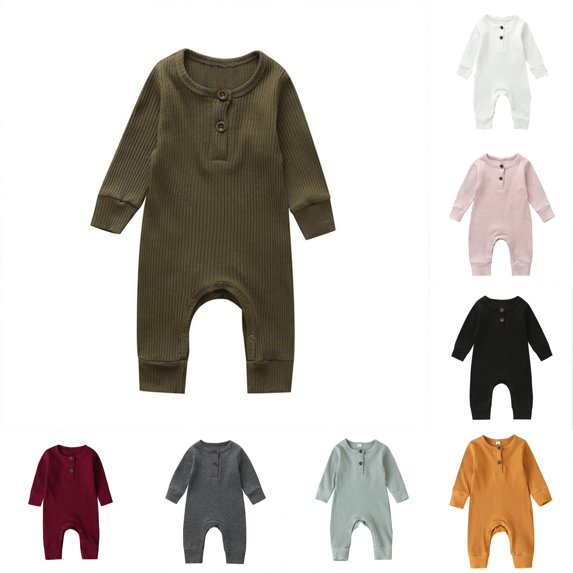 Toddler Winter Long Sleeve Ribbed Solid Jumpsuit Outwear for Baby Girls Bodysuits Clothes