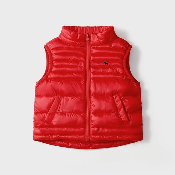 Toddler Winter Puffer Jacket Red Jackets with Pockets Sleeveless Quilted Vest Lightweight Warm Down Coat Child Winter Vest 11-12 Years