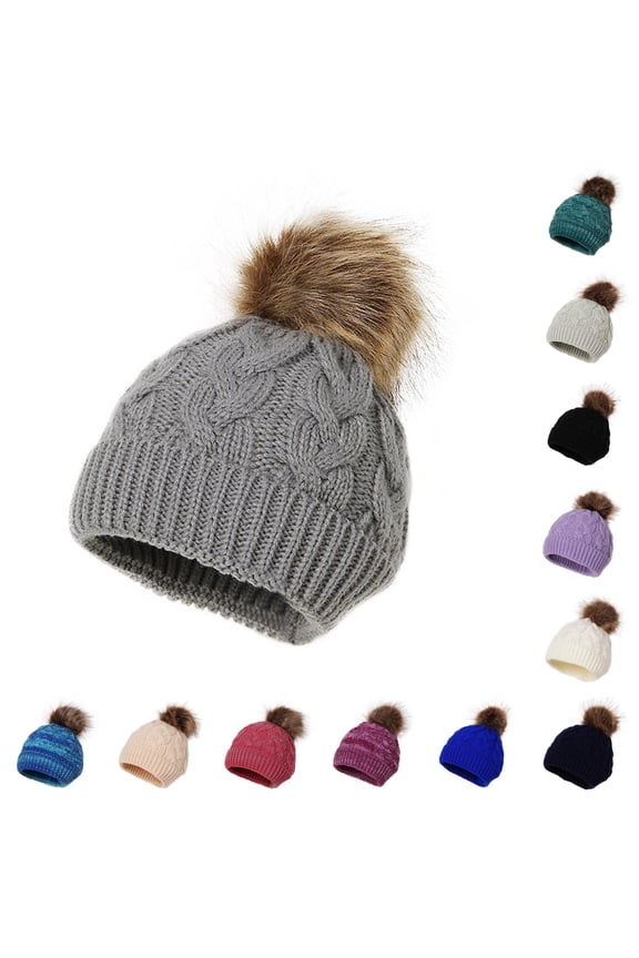 Toddler Winter Skiing Hat for Baby Girl Boy Knitted Warm Skiing Caps Pompom Kids Hat 0 24 Months Winter Hats Big Boys Toddler Boys Hats Born Hats for Baby Baby Girl Toboggan Kid 1 Beach Hat