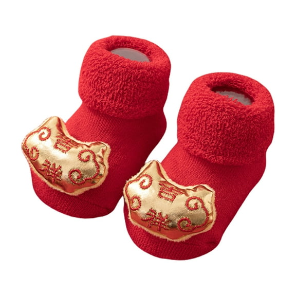 Toddler Winter Socks Holiday Design Plush Interior Slip-Resistant Breathable Combed Cotton Floor Socks For Children