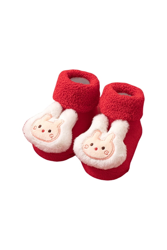 Toddler Winter Socks Holiday Design Plush Interior Slip-Resistant Breathable Combed Cotton Floor Socks For Children