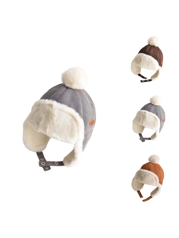 Toddler Winter Trapper Hat Windproof Earflap Caps - Thickened Warm Bomber Hats For Baby Boys Girls 1-3 Years, Outdoor Thermal Snow Protection Headwear For Kids Daily