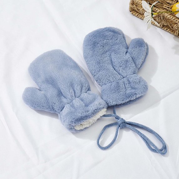 Toddler Winter Warm Plush Mittens Anti Lost String for Cold Weather Outdoor Activities Gear Kids Gloves