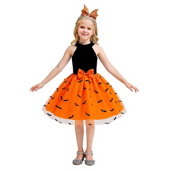 Toddler Witch Outfit for Girls Tulle Dress Girls Lovely Princess Bubble Sleeve Halloween Outfits Kids Kids Girls Halloween Dress 3-4 Years