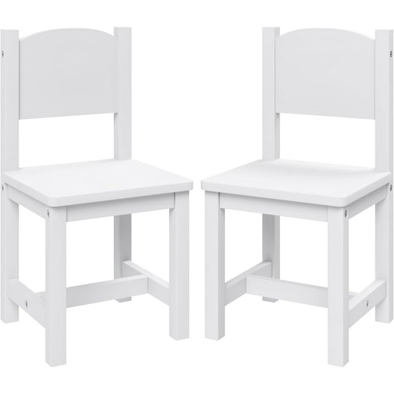 Toddler Wooden Chair Pair, Kids Furniture for Eating, Reading, Playing 2 Pack (White)
