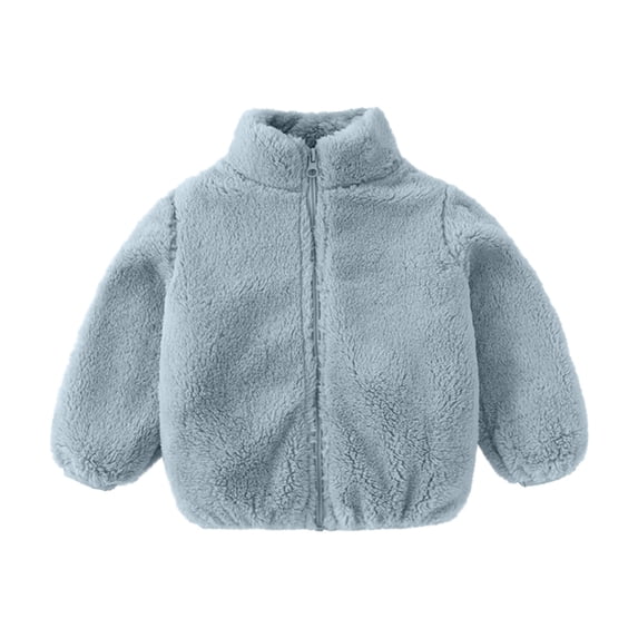 Toddler Zip Up Hoodie Girl Toddler Baby Grils Fleece Outwear Boys Zipper Solid-Color Thick Kids Warm Coat New Fall Jackets Winter Outerwear Blue 3-4T