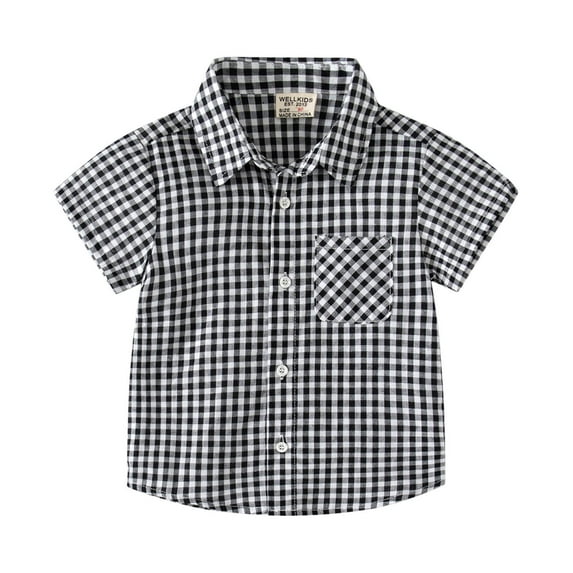 Toddler and Baby Boys' Plaid Button Down Shirts Short Sleeve Lightweight Summer Casual Lapel Shirts Jacket