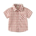 thumbnail image 1 of Toddler and Baby Boys' Plaid Button Down Shirts Short Sleeve Lightweight Summer Casual Lapel Shirts Jacket, 1 of 5