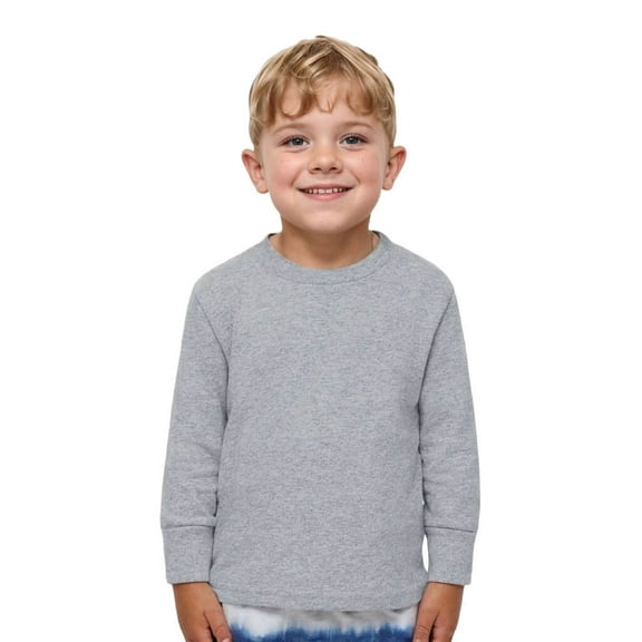 Toddler Cotton Long Sleeve Basic Tee Shirt, HEATHER, 3T