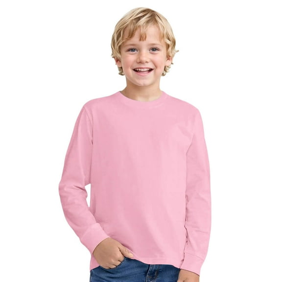 Toddler Cotton Long Sleeve Basic Tee Shirt, PINK, 3T