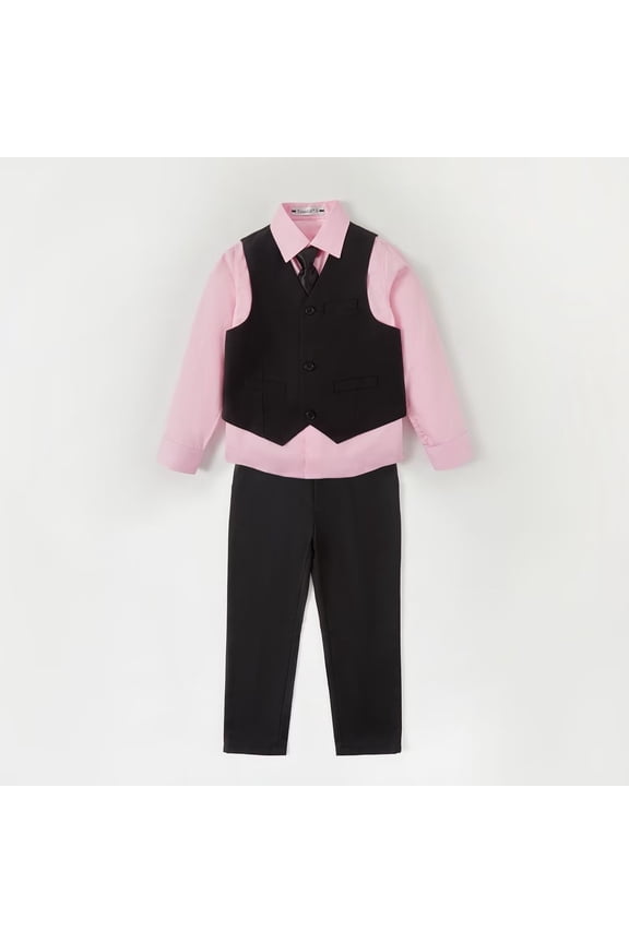 Toddler and Big Boy'sBoys 4-Piece Formal Suit Includes Vest, Pants, Collared Dress Shirt, and Tie