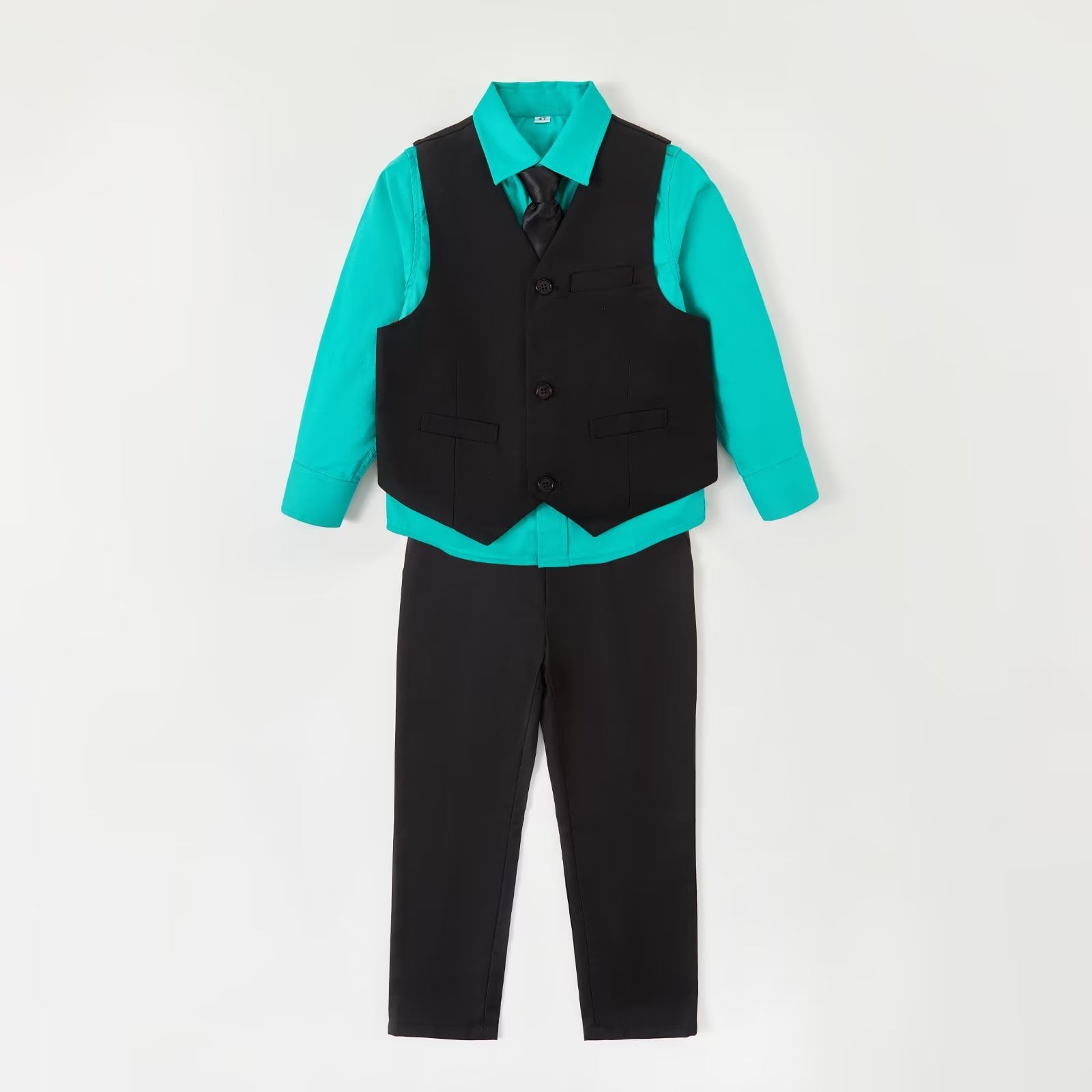 Van Heusen Boys' 4-Piece Formal Suit Set, Vest, Pants, Collared Dress Shirt, And Tie, Bel Air Blue