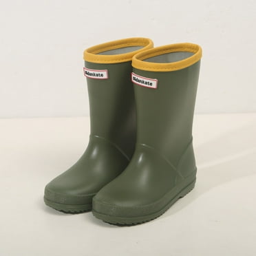 Toddler and Kids Rain Boots Easy Pull on Handles Waterproof Rubber Boots Non- Sole Kid Rain and Mud boots New Years Gifts for Toddler Kids