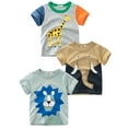 thumbnail image 1 of Toddler and Little Boys 3-Pack Short Sleeve Crew neck T-Shirts Lion/Elephant/Giraffe Graphic Tops 1-9 Years, 1 of 10