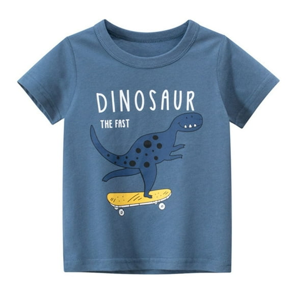 Toddler and Little Boys Summer Short Sleeve Crew neck T-Shirts Graphic Tops 1-9 Years - Dinosaur