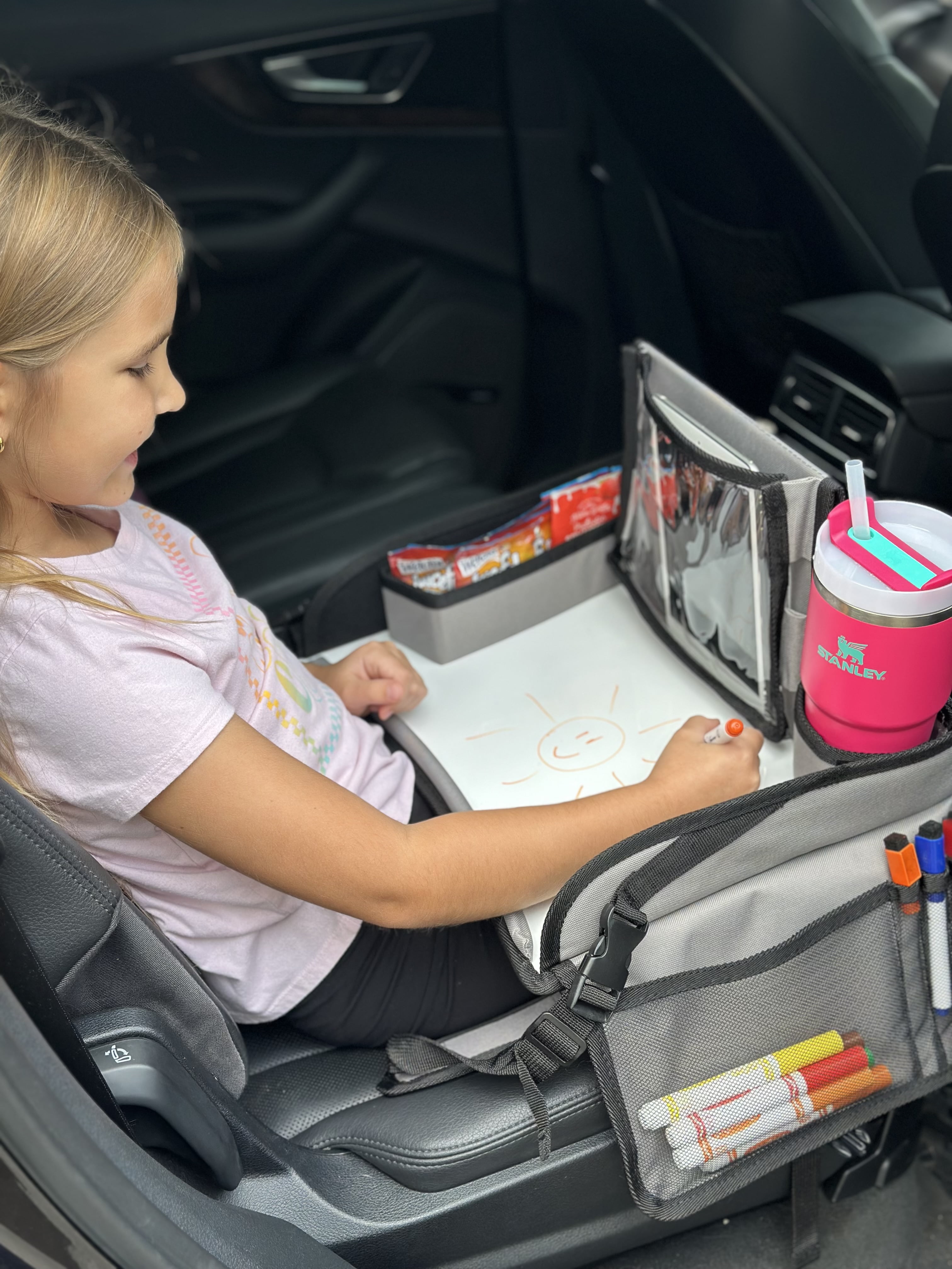 Children's Travel Tray Activity Table With Storage, Safety Strap & Tablet Holder