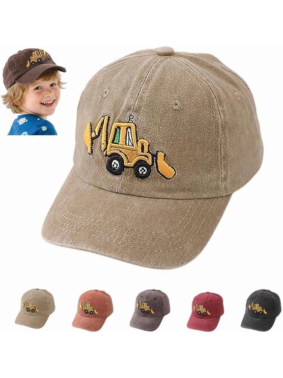 Toddler excavator baseball cap, embroidered excavator cap, adjustable and washable, suitable for boys and girls aged 2-8.