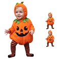 thumbnail image 1 of Toddler pumpkin halloween Long Sleeve Orange Bodysuit With Hood halloween for kids 1-10 Years, 1 of 9