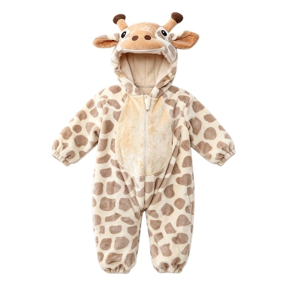 Toddler's Baby Animal Outfit Little Boys Girls Romper Jumpsuit Cow Horn Ears Halloween Outfits Infant Casual Cute Clothes
