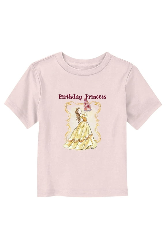 Toddler's Beauty and the Beast Birthday Princess Belle Graphic Tee Light Pink 5T