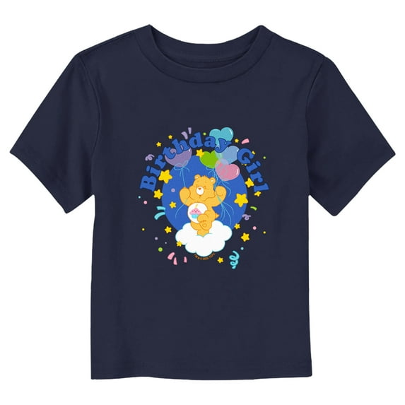 Toddler's Care Bears Birthday Bear Girl Balloons Graphic Tee Navy Blue 2T