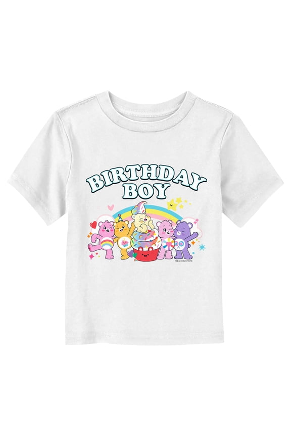 Toddler's Care Bears Birthday Boy Celebration Graphic Tee White 4T