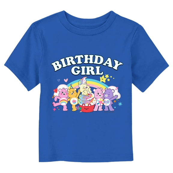 Toddler's Care Bears Birthday Girl Celebration Graphic Tee Royal Blue 2T