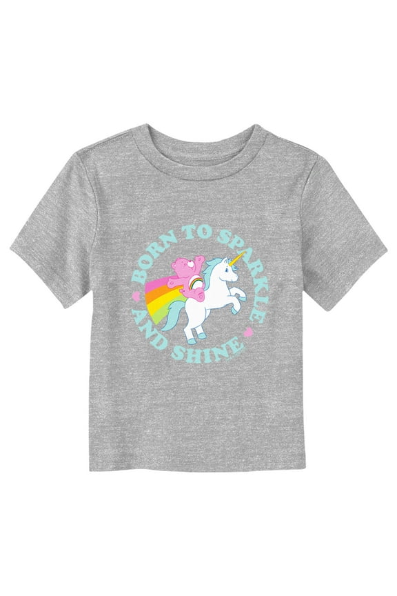 Toddler's Care Bears Born to Sparkle and Shine Cheer Unicorn Graphic Tee Athletic Heather 5T