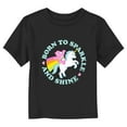 thumbnail image 1 of Toddler's Care Bears Born to Sparkle and Shine Cheer Unicorn  Graphic Tee Black 5T, 1 of 3