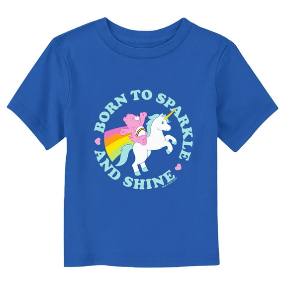 Toddler's Care Bears Born to Sparkle and Shine Cheer Unicorn Graphic Tee Royal Blue 5T