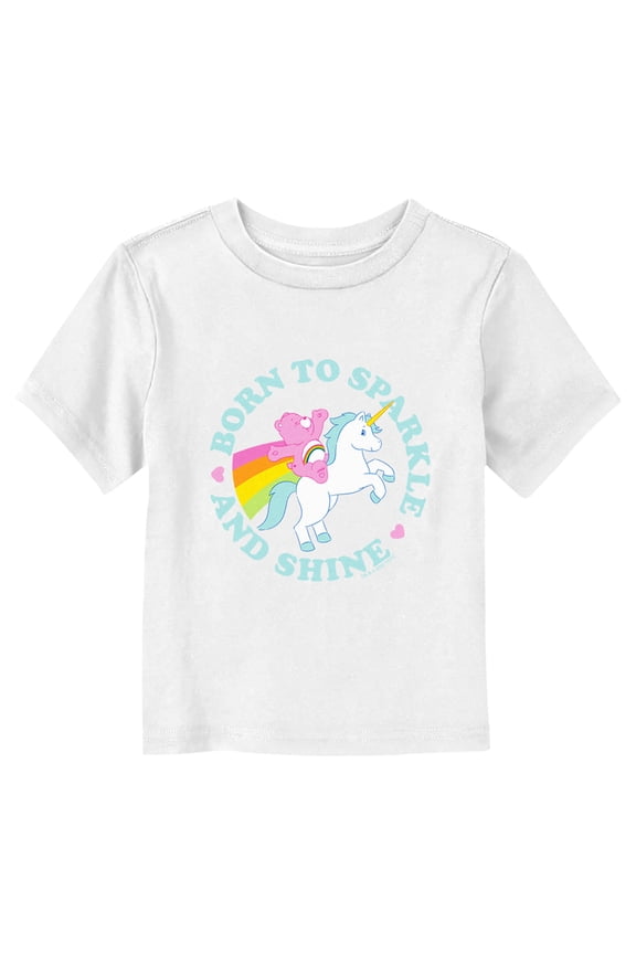 Toddler's Care Bears Born to Sparkle and Shine Cheer Unicorn  Graphic Tee White 5T