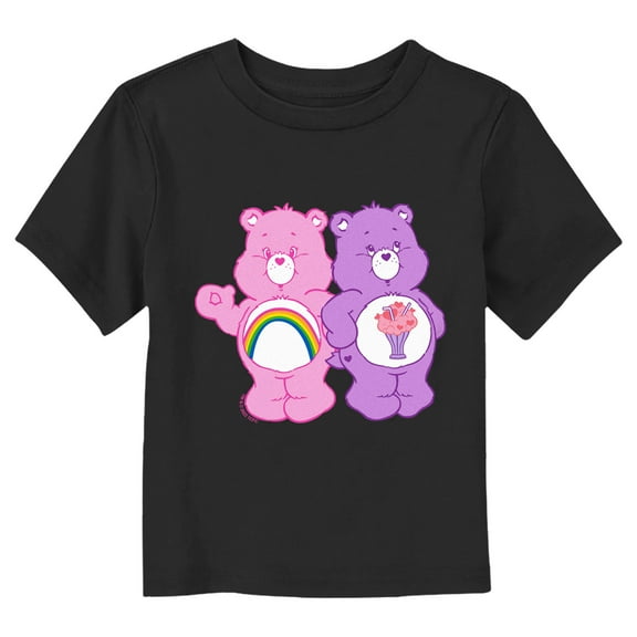 Toddler's Care Bears Cheer Bear and Share Bear Friends  Graphic Tee Black 3T