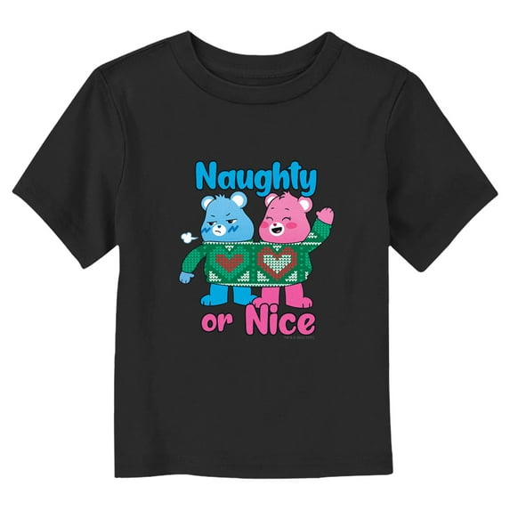 Toddler's Care Bears Christmas Cheer Bear and Grumpy Bear Sweater Graphic Tee Black 2T