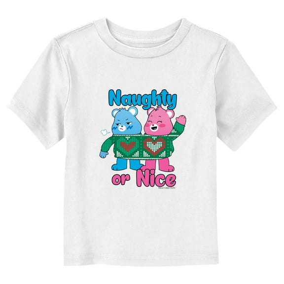 Toddler's Care Bears Christmas Cheer Bear and Grumpy Bear Sweater Graphic Tee White 3T