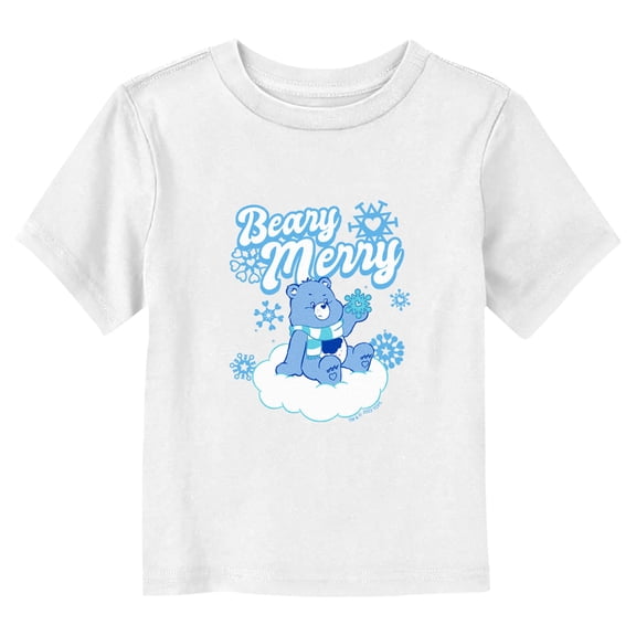 Toddler's Care Bears Christmas Grumpy Bear Beary Merry Snowflake  Graphic Tee White 2T