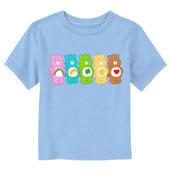 Toddler's Care Bears Colorful Bears Line Up  Graphic Tee Light Blue 3T